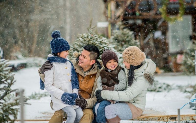 Family having fun at Stratford Winterfest